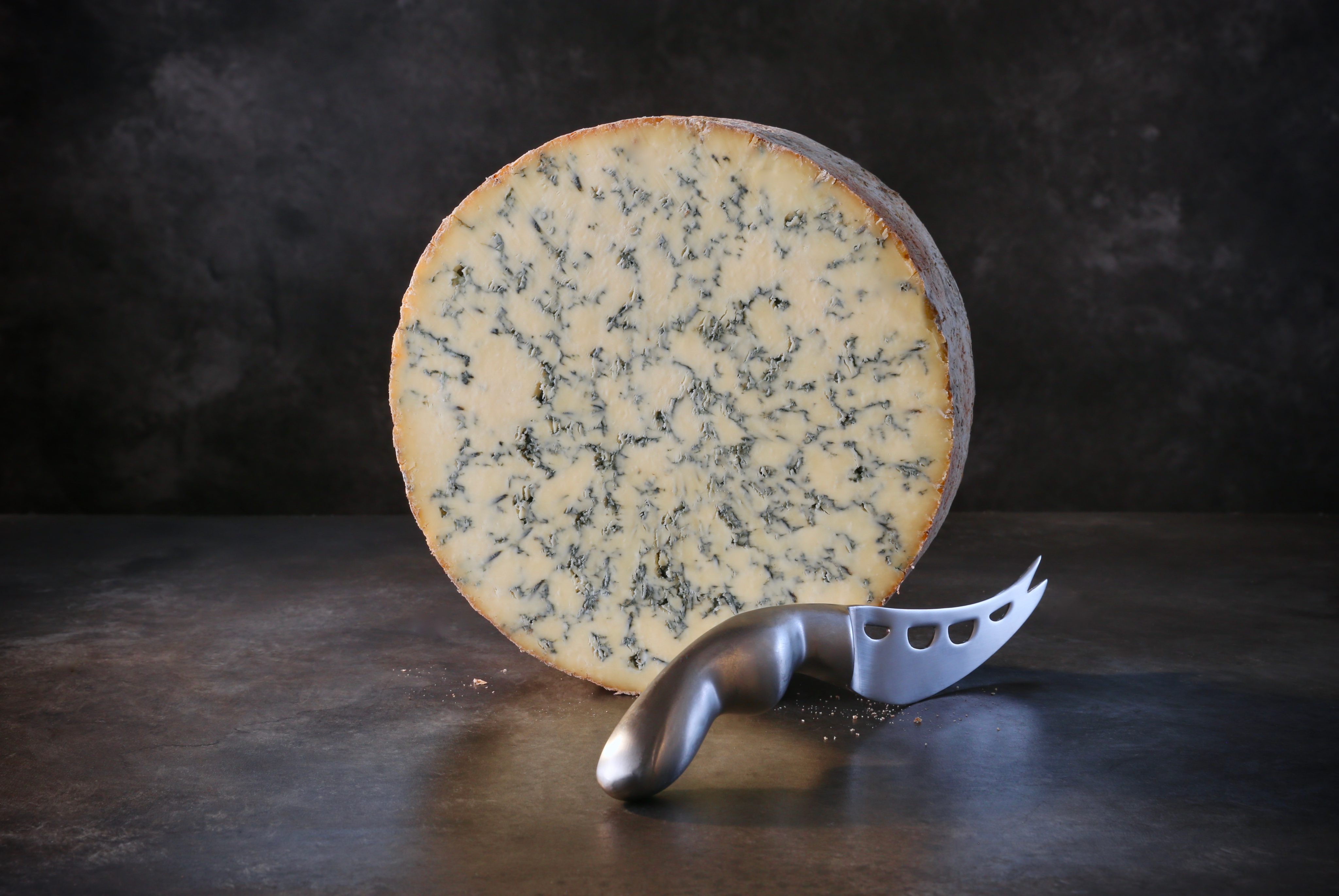A wheel of Clawson Farms Stilton