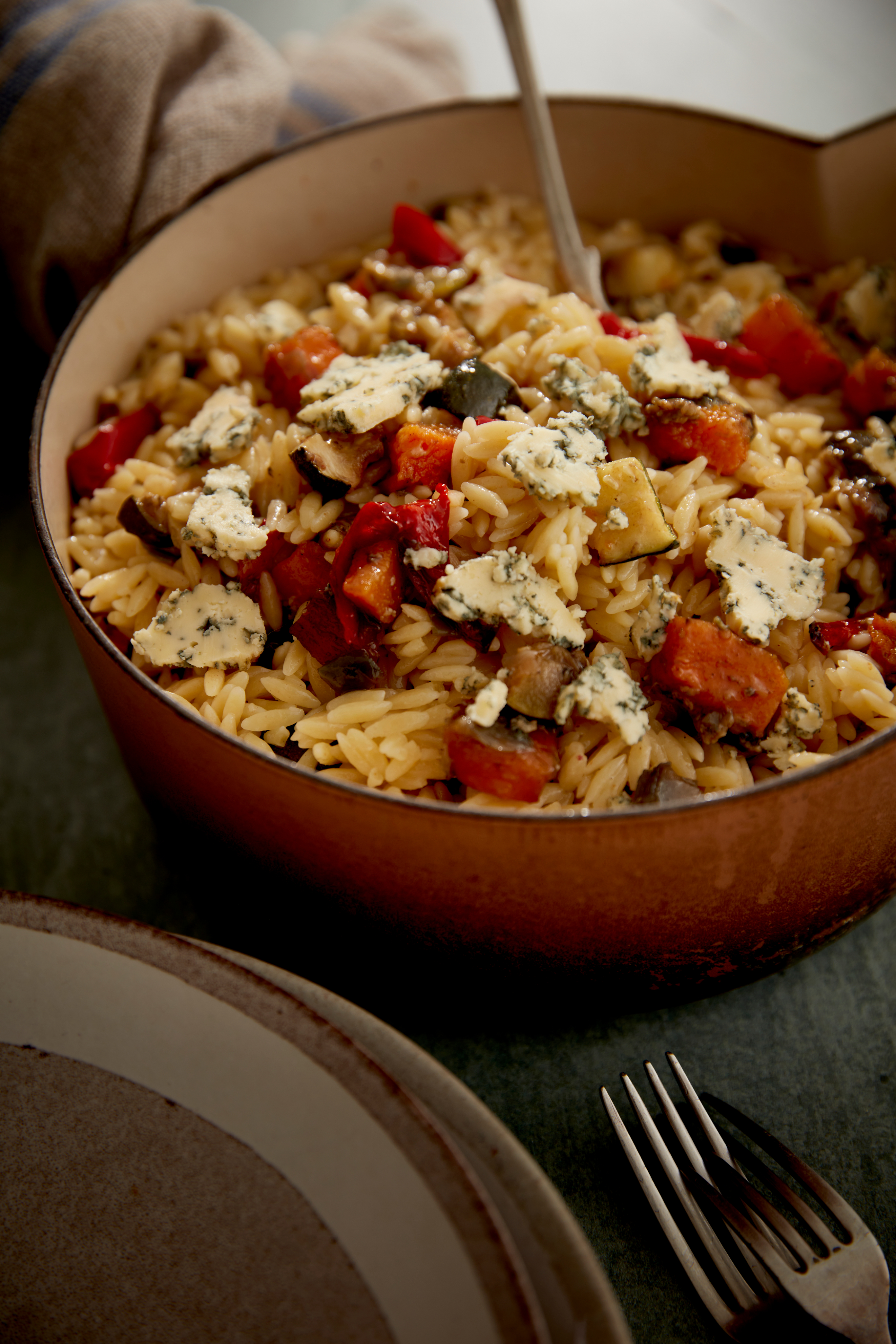 Butternut squash orzo with Stilton