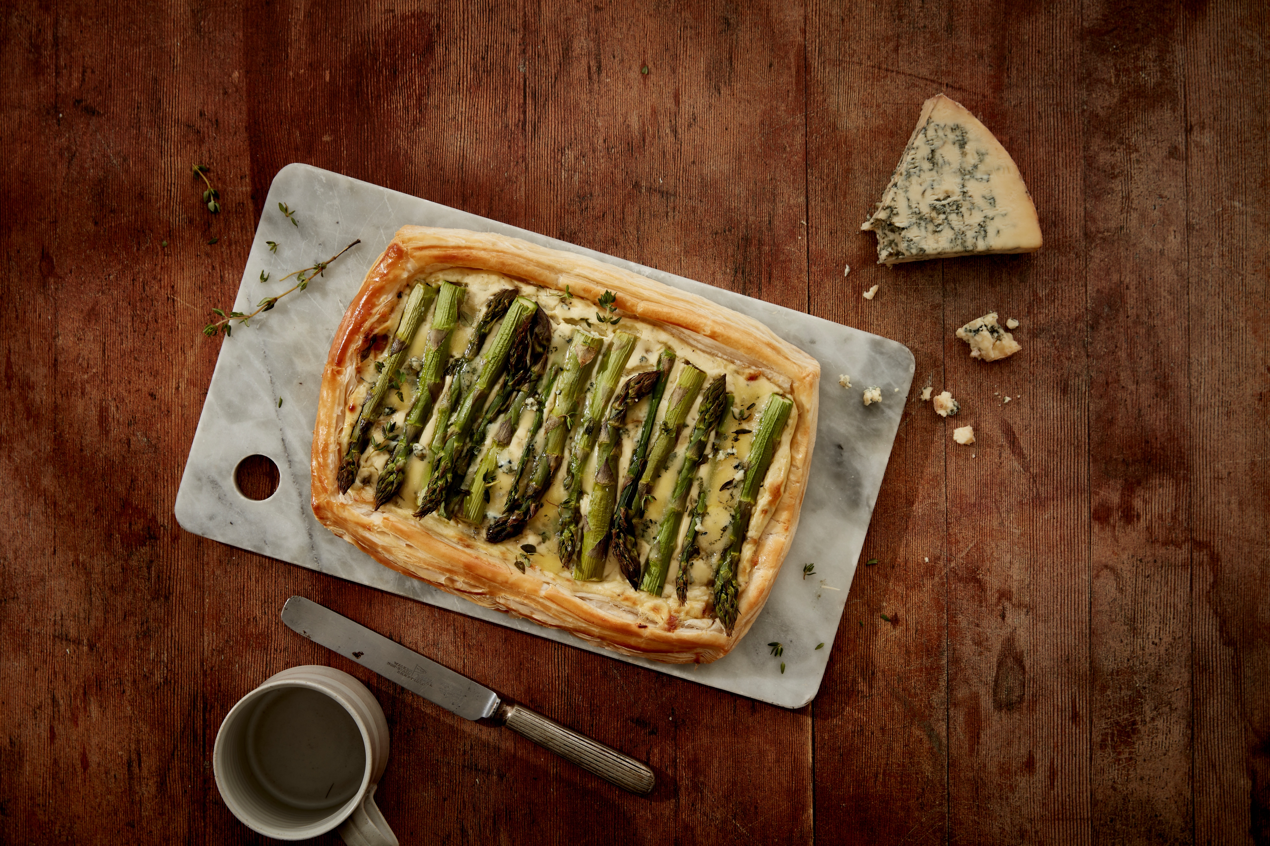 Stilton and asparagus tart